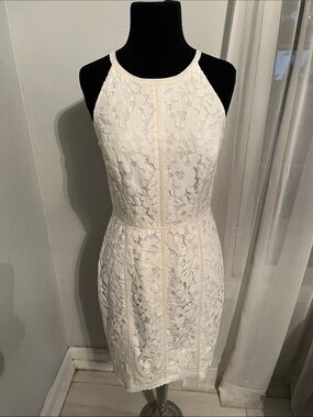 Cynthia Steffe White Floral Lace Halter Mini Dress